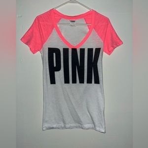 PINK VS Lightweight Neon Pink Sleeve Tee